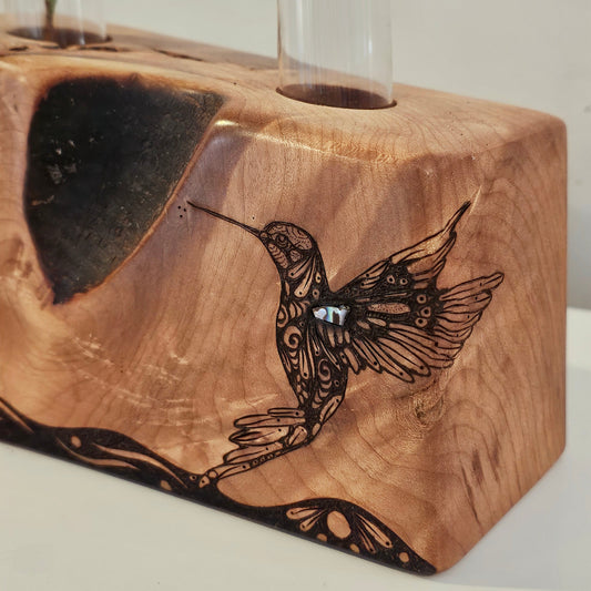 Maple with Abalone - Double HummingBud Vase
