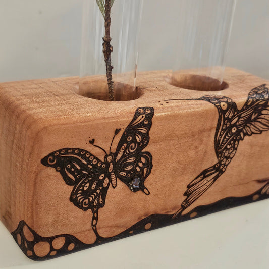 Arbutus Butterfly - Double HummingBud Vase