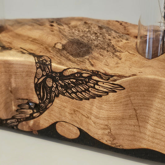 Maple with Abalone - Double HummingBud Vase