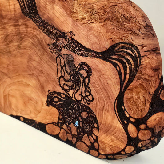 Bear Octopus & Eagle - Red Cedar Clock