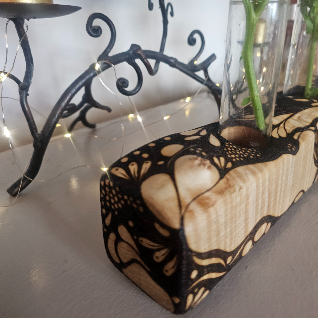 Quilted Maple Whale Bud Vase