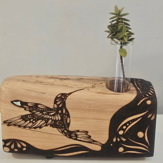 Maple with Abalone - Single HummingBud Vase