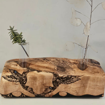 Maple with Abalone - Double HummingBud Vase