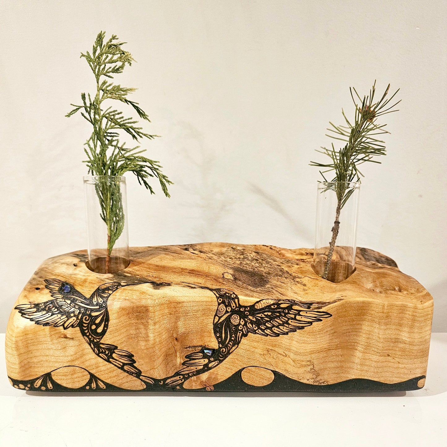 Maple with Abalone - Double HummingBud Vase