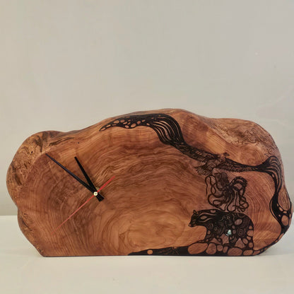 Bear Octopus & Eagle - Red Cedar Clock