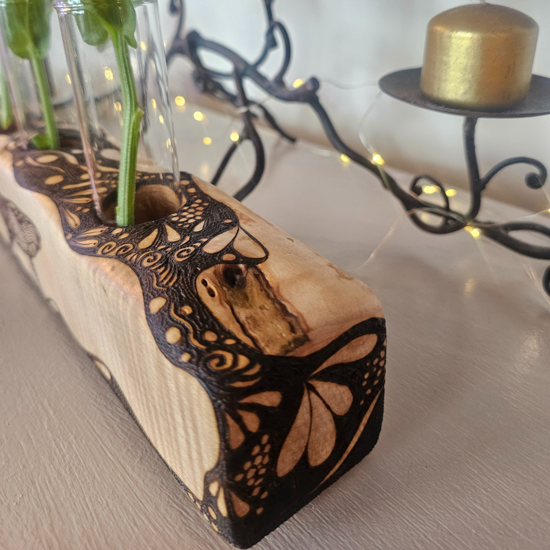 Quilted Maple Whale Bud Vase