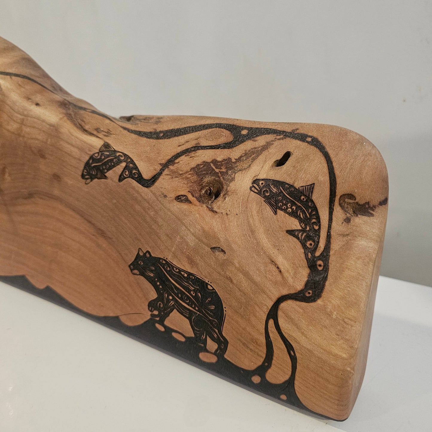 Bear & Salmon - Maple Clock