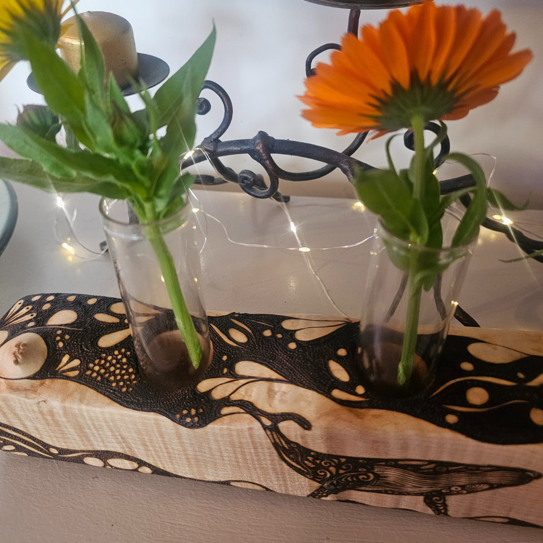 Quilted Maple Whale Bud Vase