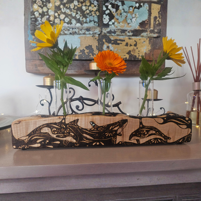 Quilted Maple Whale Bud Vase