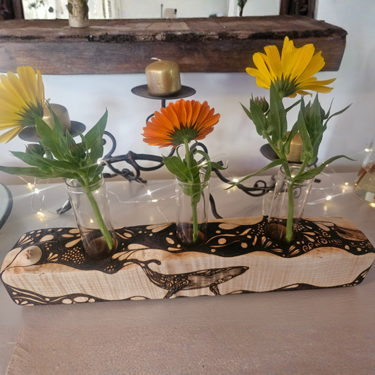 Quilted Maple Whale Bud Vase