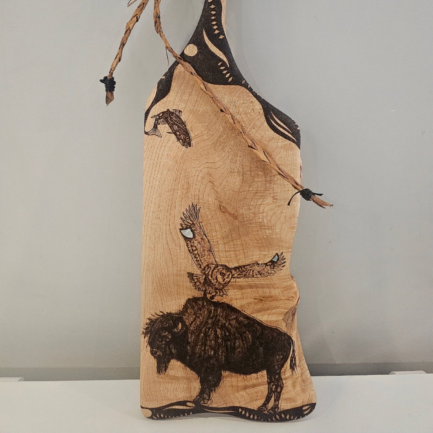 Bison & Owl with Mother of Pearl