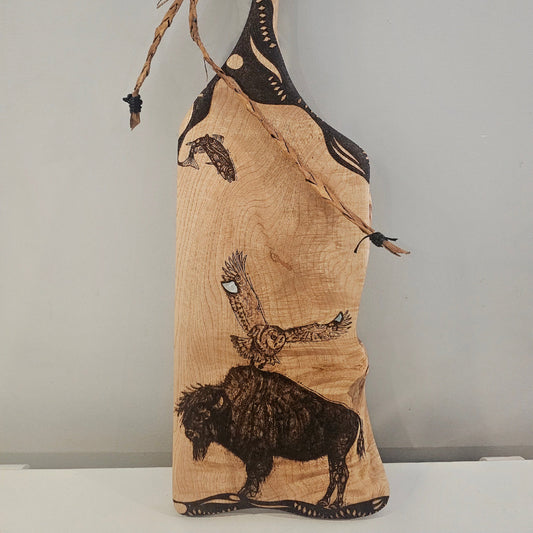 Bison & Owl with Mother of Pearl