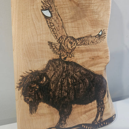 Bison & Owl with Mother of Pearl