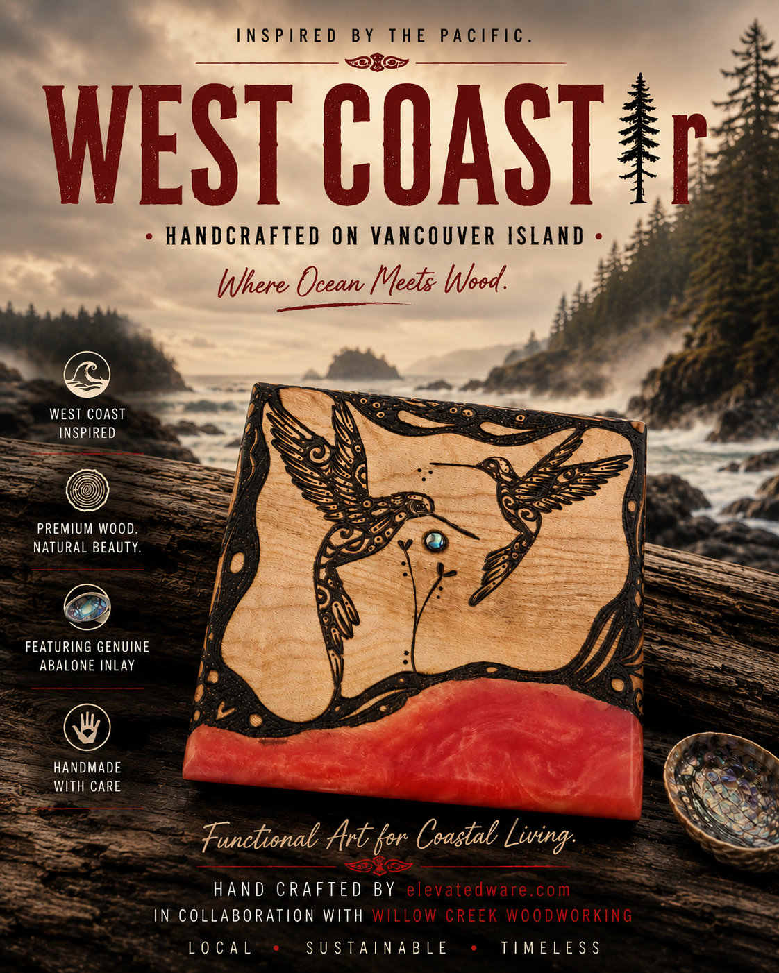 "The West Coast'rs" with abalone | epoxy
